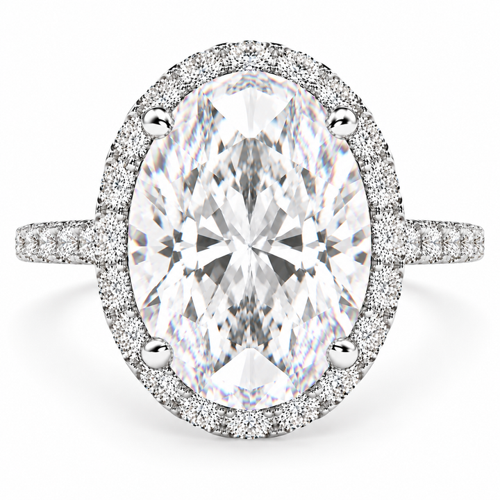 Bianca 7.5 Carat Oval Cut Halo Pave Engagement Ring