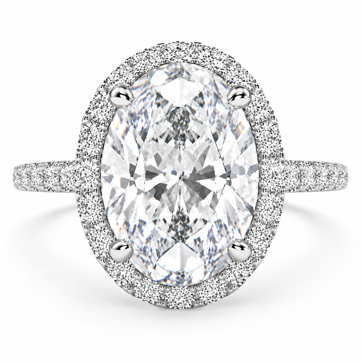 Bianca 2.5 Carat Oval Cut Halo Pave Engagement Ring