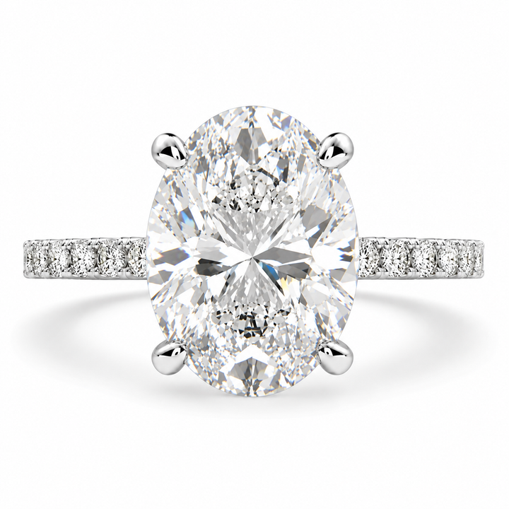 Lavinia 7.35 Carat Oval Cut Side Stone 4 Prong Engagement Ring