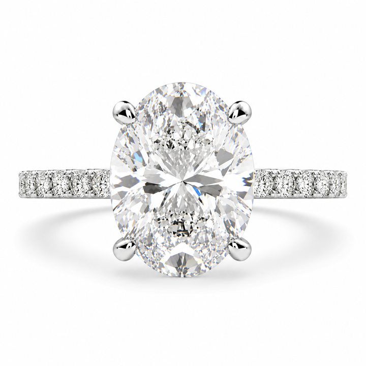 Lavinia 6.35 Carat Oval Cut Side Stone 4 Prong Engagement Ring
