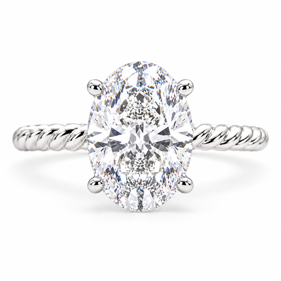 Renata 1 Carat Oval Cut Solitaire Rope Engagement Ring