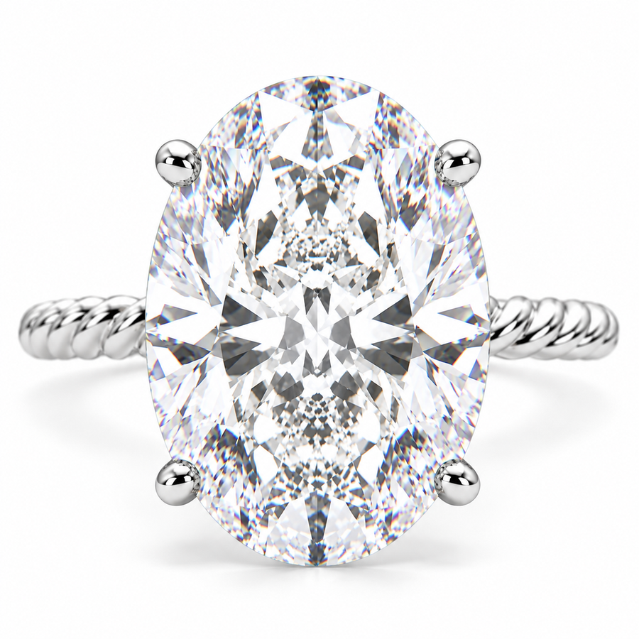 Renata 6 Carat Oval Cut Solitaire Rope Engagement Ring