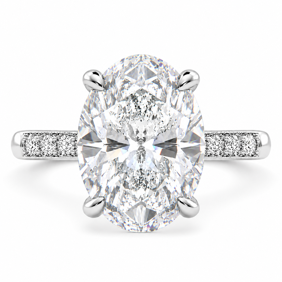 Federica 7.4 Carat Oval Cut 4 Prong Engagement Ring