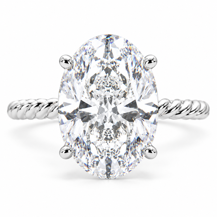 Renata 4 Carat Oval Cut Solitaire Rope Engagement Ring