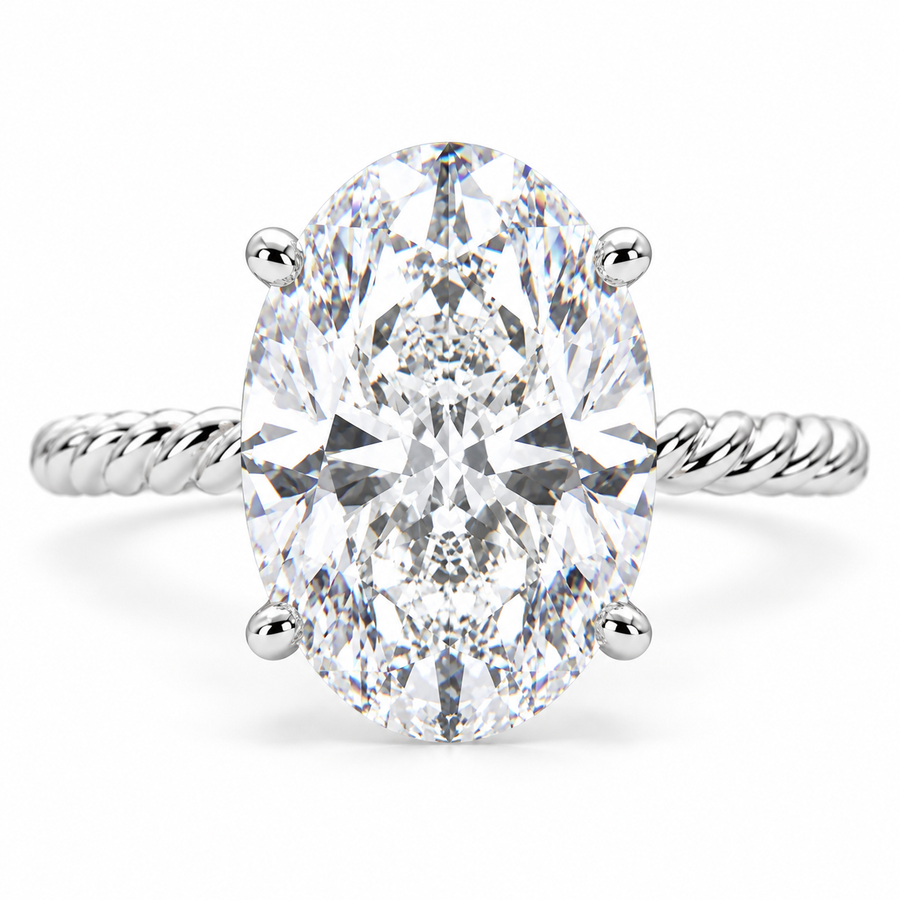 Renata 4 Carat Oval Cut Solitaire Rope Engagement Ring