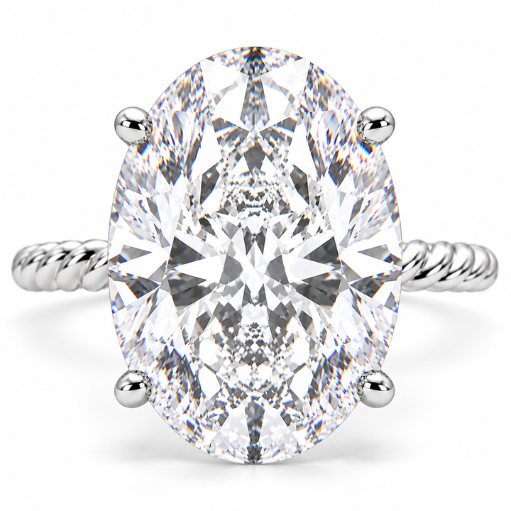 Renata 7 Carat Oval Cut Solitaire Rope Engagement Ring