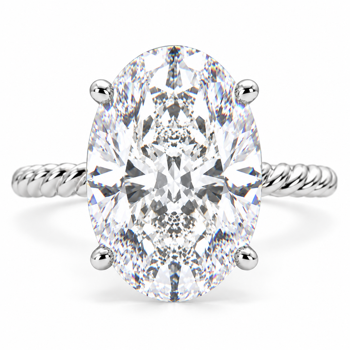 Renata 5 Carat Oval Cut Solitaire Rope Engagement Ring