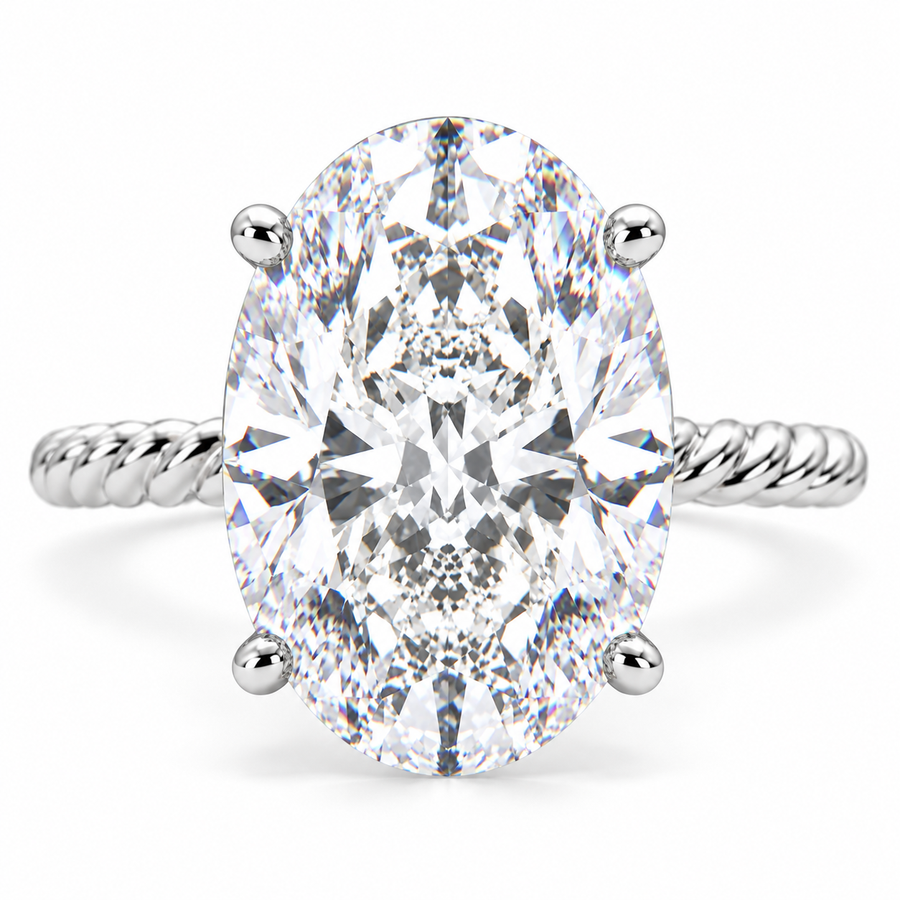 Renata 5 Carat Oval Cut Solitaire Rope Engagement Ring