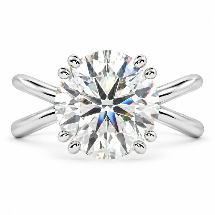Tatiana 5 Carat Round Cut Solitaire Split Shank Engagement Ring