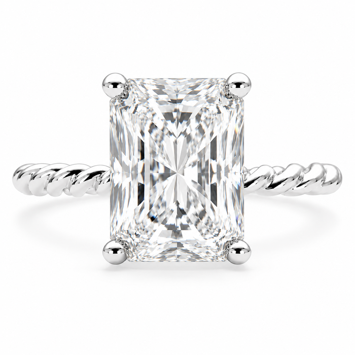 Renata 4 Carat Radiant Cut Solitaire Rope Engagement Ring