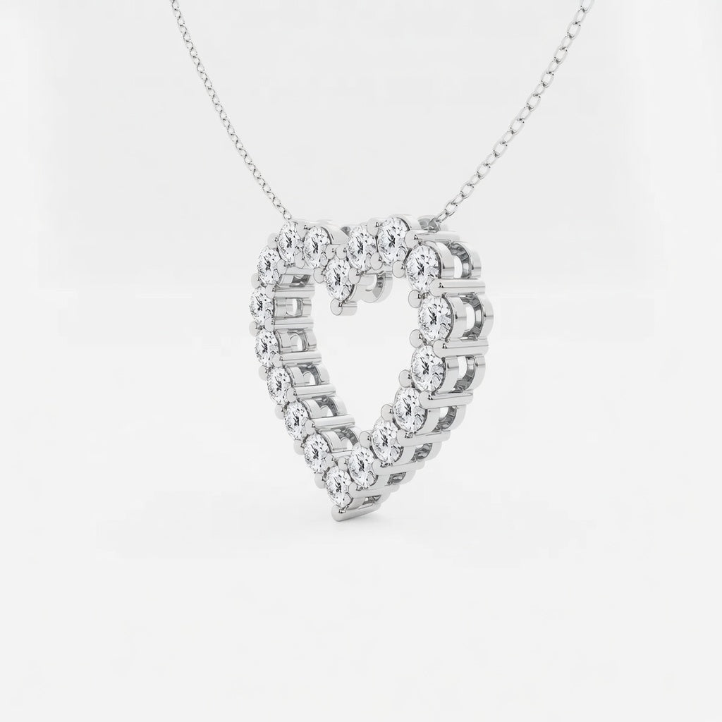 3.00 CTW Round Lab-Grown Diamond Heart Pendant with Adjustable Chain (D–F / VS1–VS2, IGI Certified)