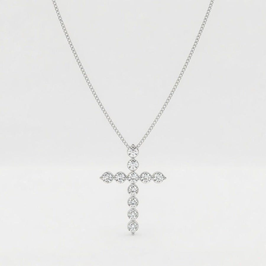 2.00 CTW Round Lab-Grown Diamond Cross Pendant with Adjustable Chain (D–F / VS1–VS2, IGI Certified)