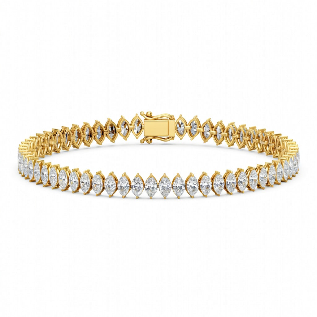 7.28 Carat Marquise Cut Diamond Tennis Bracelet VS1 D F White Gold 14k