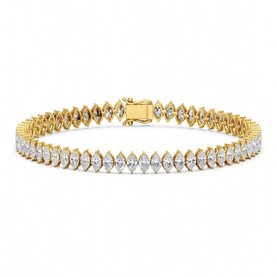 7.28 Carat Marquise Cut Diamond Tennis Bracelet VS1 D F White Gold 14k