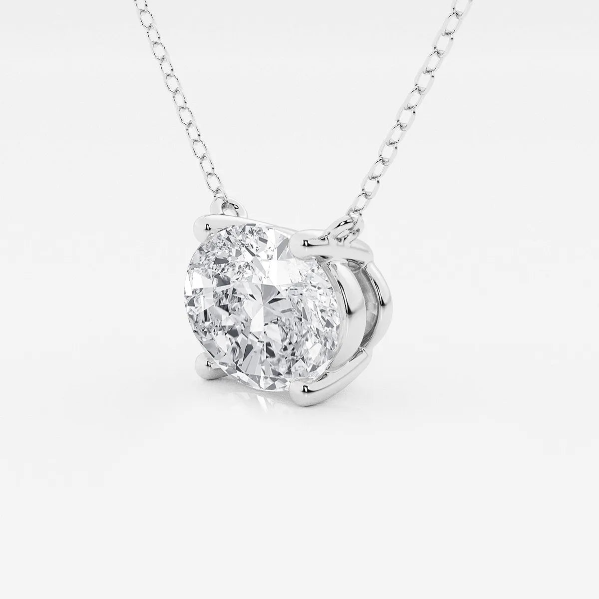 3.00 Carat Oval Cut Lab-Grown Diamond Solitaire Pendant VS1 D-F 14K White Gold with Adjustable Chain