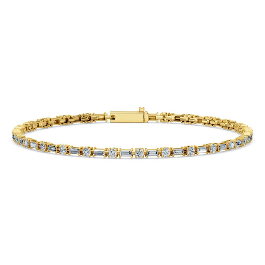 4.35 Carat Baguette Round Cut Diamond Tennis Bracelet VS1 D F White Gold 14k