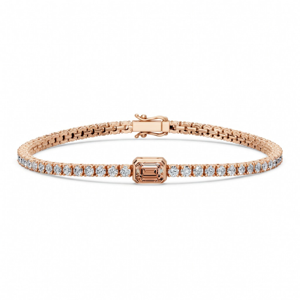 5.28 Carat Emerald Cut Diamond Tennis Bracelet VS1 D F White Gold 14k