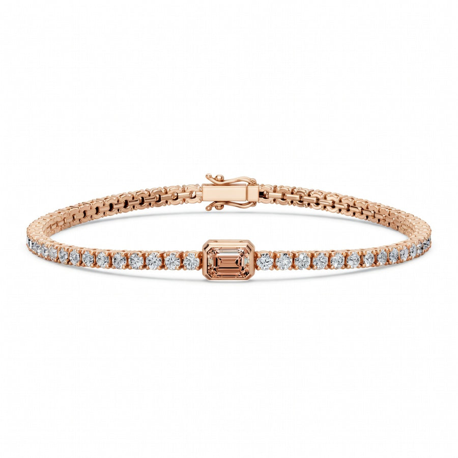 5.28 Carat Emerald Cut Diamond Tennis Bracelet VS1 D F White Gold 14k