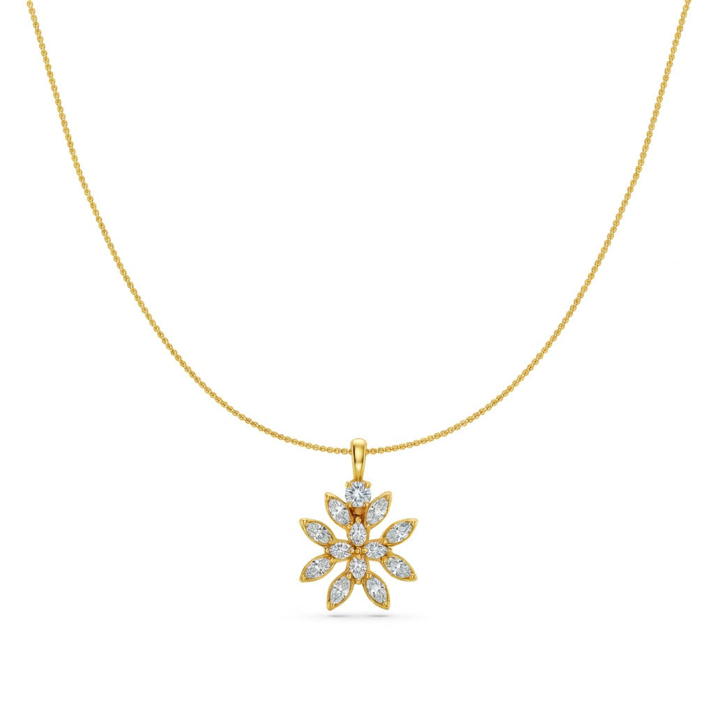1.4 Ct Marquise Pear Cut Diamond Pendant Necklace VS1 D-F White Gold 14k
