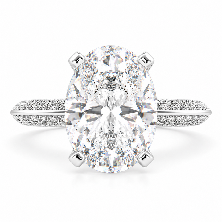 Daria 6.75 Carat Oval Cut Pave 6 Prong Engagement Ring