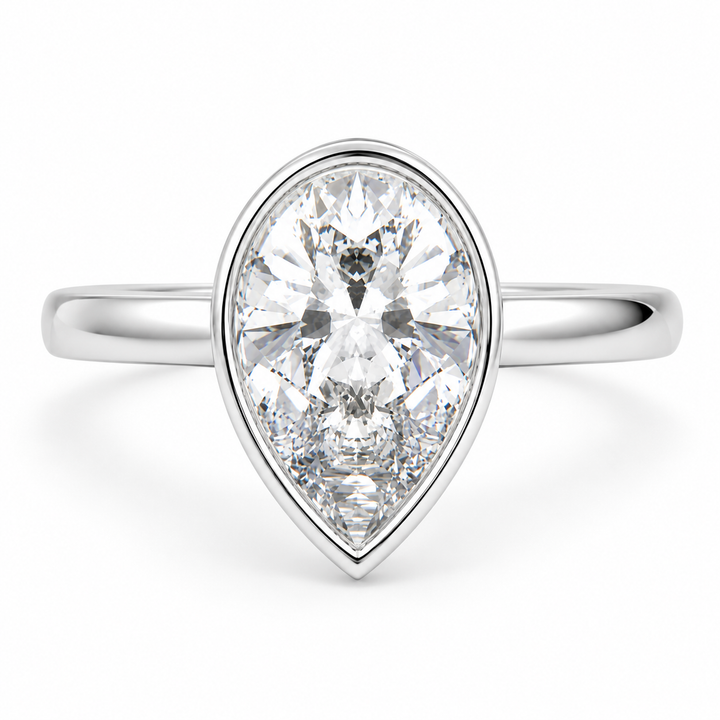 Xenia 6.15 Carat Pear Cut Halo Pave Solitaire Engagement Ring