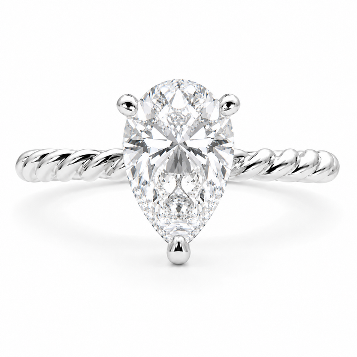 Renata 2 Carat Pear Cut Solitaire Rope Engagement Ring