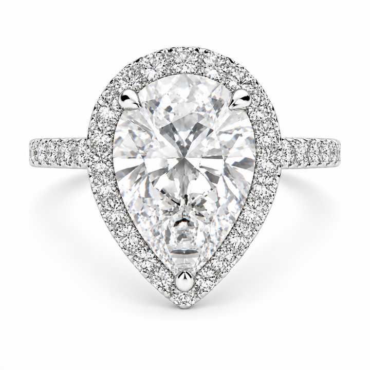 Isadora 6.4 Carat Pear Cut Halo Pave Engagement Ring