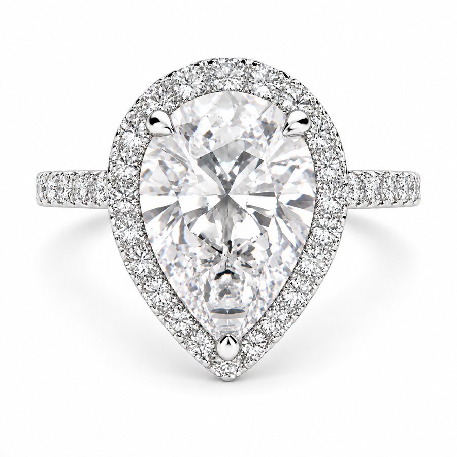 Isadora 6.4 Carat Pear Cut Halo Pave Engagement Ring