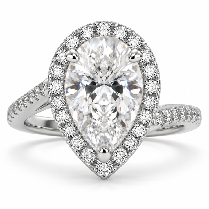 Paloma 6.35 Carat Pear Cut Pave Halo Engagement Ring