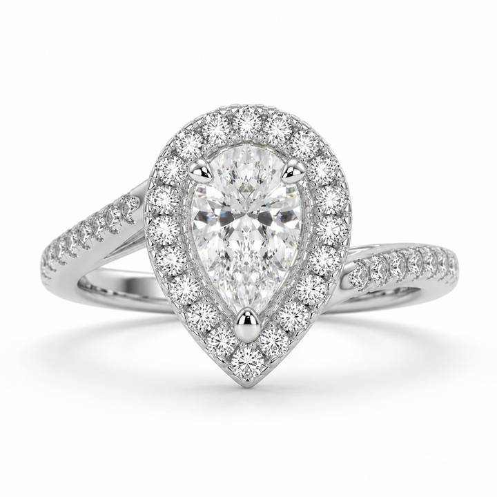 Paloma 1.35 Carat Pear Cut Pave Halo Engagement Ring