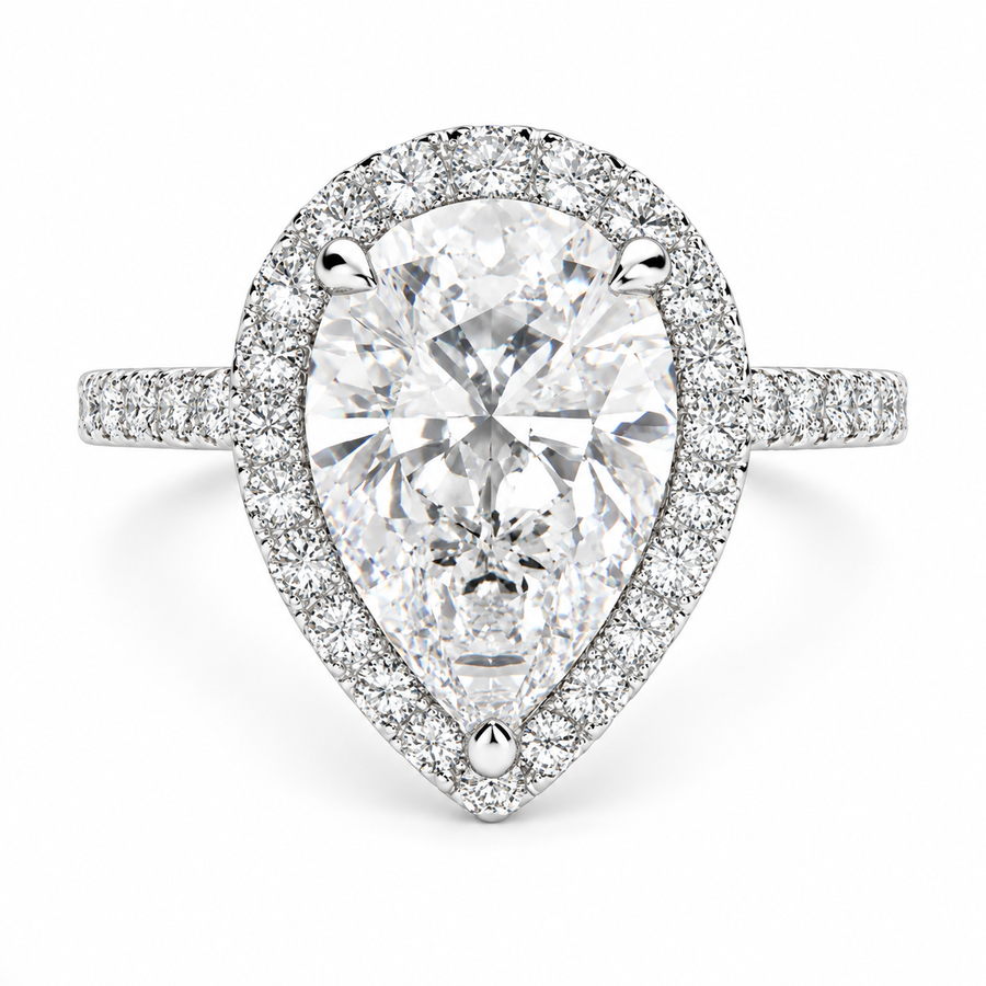 Isadora 5.4 Carat Pear Cut Halo Pave Engagement Ring