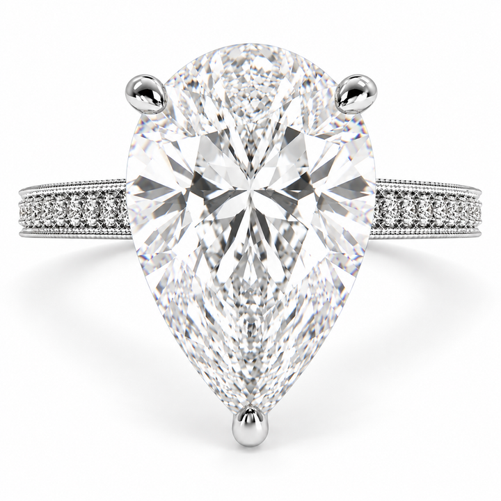 Martina 7.75 Carat Pear Cut Pave Engagement Ring