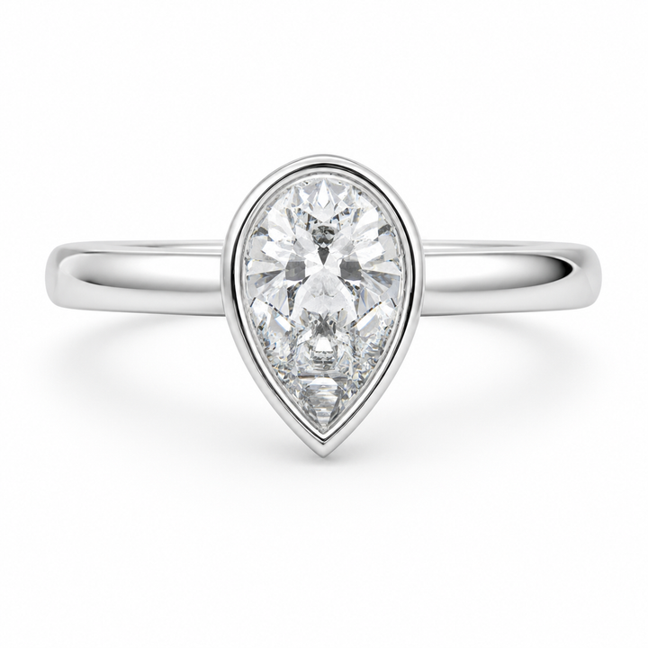 Xenia 3.15 Carat Pear Cut Halo Pave Solitaire Engagement Ring