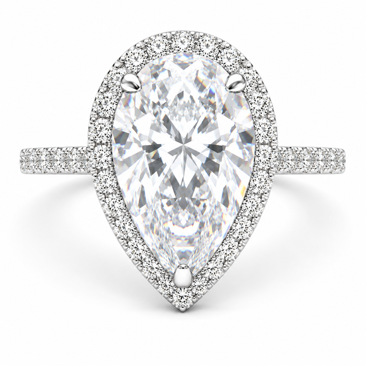 Bianca 6.5 Carat Pear Cut Halo Pave Engagement Ring