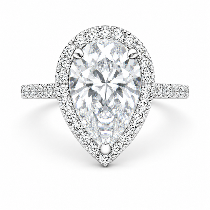 Bianca 3.5 Carat Pear Cut Halo Pave Engagement Ring