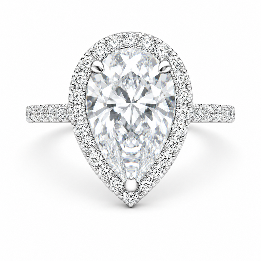 Bianca 3.5 Carat Pear Cut Halo Pave Engagement Ring