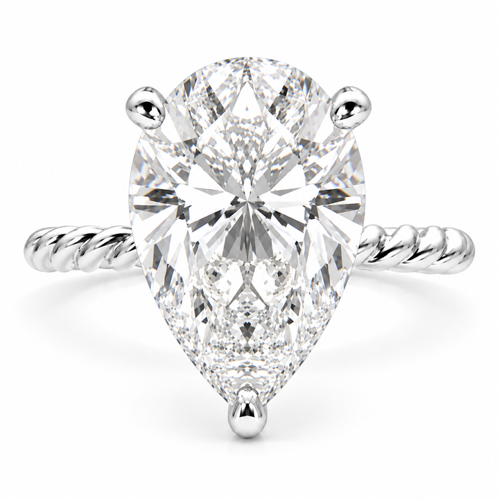 Renata 7 Carat Pear Cut Solitaire Rope Engagement Ring