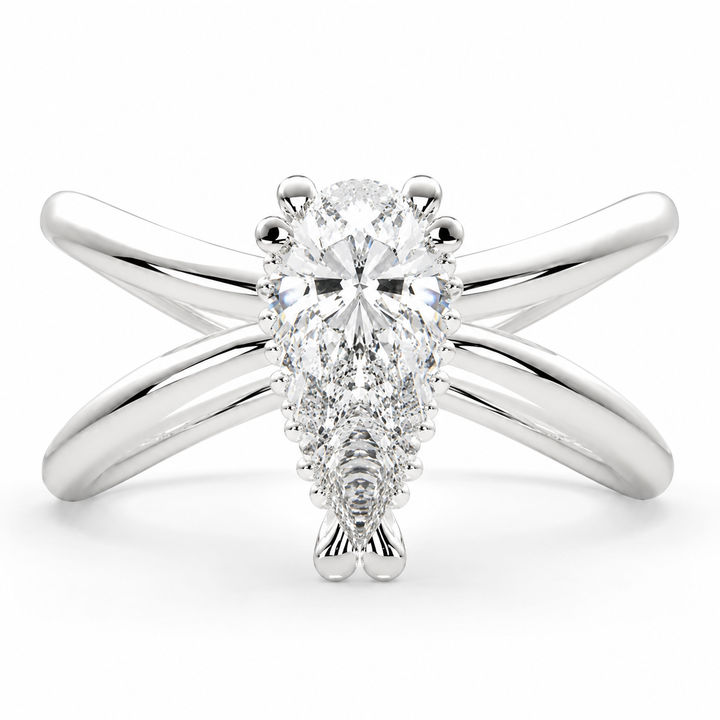 Tatiana 1 Carat Pear Cut Solitaire Split Shank Engagement Ring