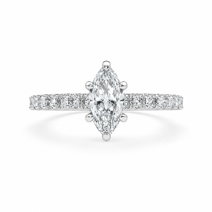 Lavinia 1.35 Carat Marquise Cut Side Stone 4 Prong Engagement Ring