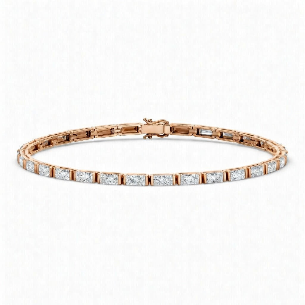 6.21 Carat Baguette Cut Diamond Tennis Bracelet VS1 D F White Gold 14k