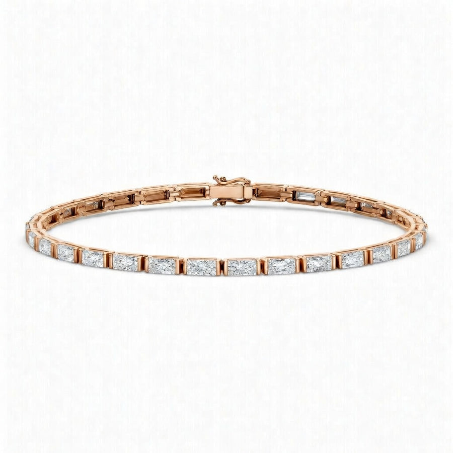 6.21 Carat Baguette Cut Diamond Tennis Bracelet VS1 D F White Gold 14k