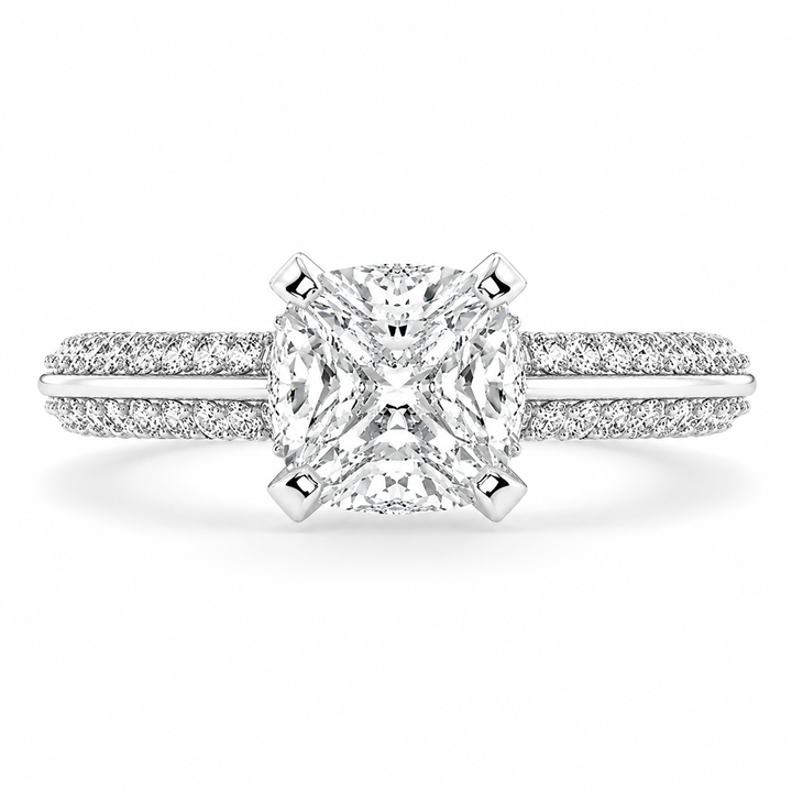 Daria 2.75 Carat Cushion Cut Pave 6 Prong Engagement Ring