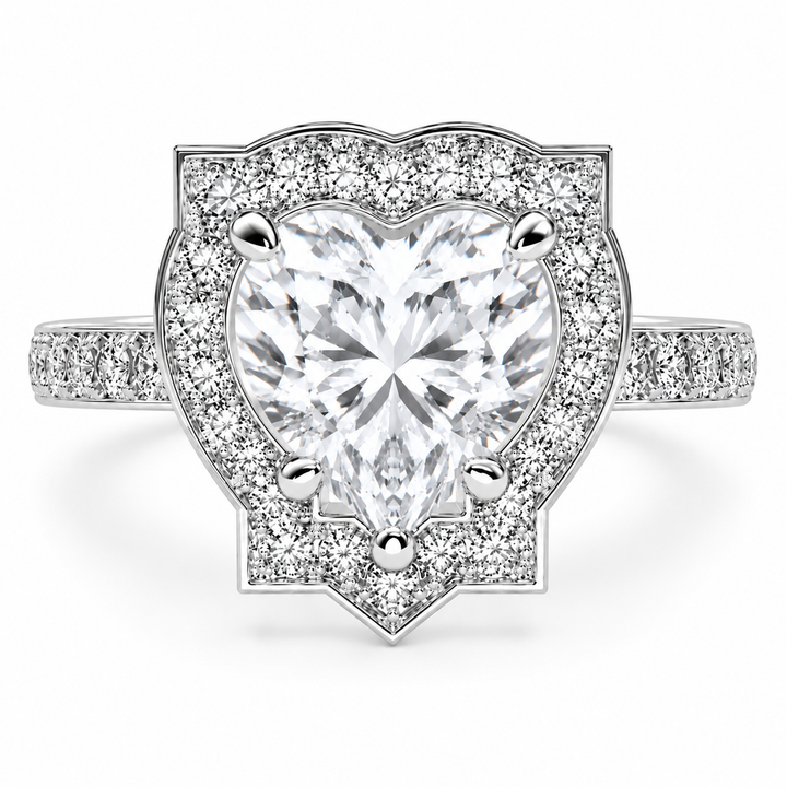 Amalia 6.5 Carat Heart Cut Halo Pave Engagement Ring