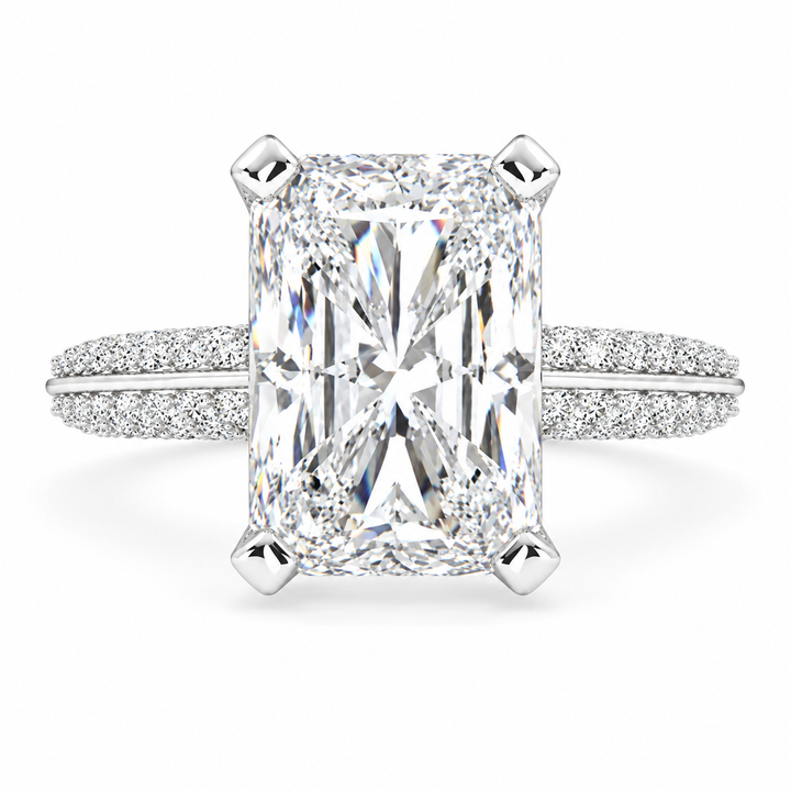 Daria 5.75 Carat Emerald Cut Pave 6 Prong Engagement Ring
