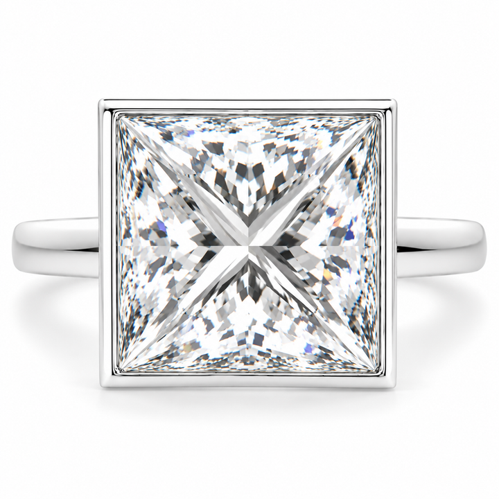 Xenia 7.15 Carat Princess Cut Halo Pave Solitaire Engagement Ring