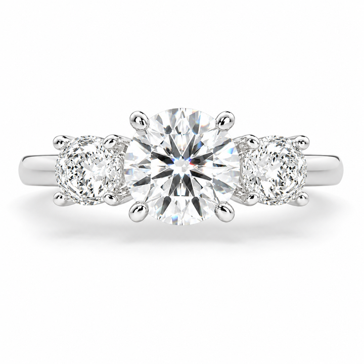 Hana 3.2 Carat Round Cut 3 Stone Engagement Ring