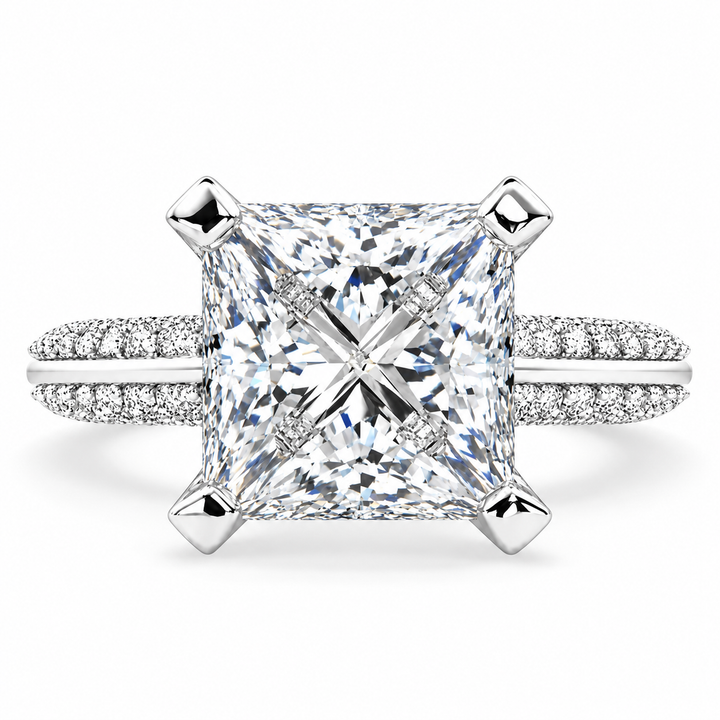 Daria 5.75 Carat Princess Cut Pave 6 Prong Engagement Ring