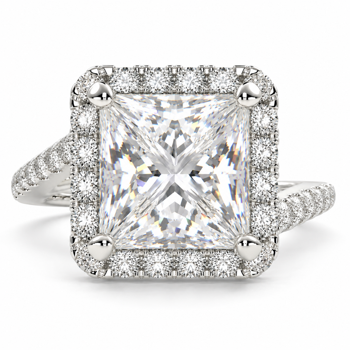 Paloma 6.35 Carat Princess Cut Pave Halo Engagement Ring