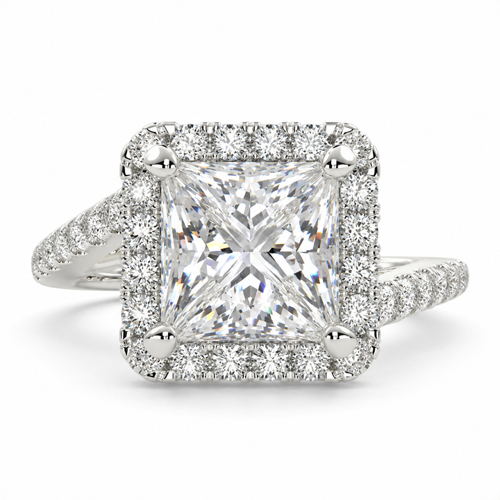 Paloma 4.35 Carat Princess Cut Pave Halo Engagement Ring