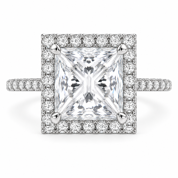 Bianca 6.5 Carat Princess Cut Halo Pave Engagement Ring